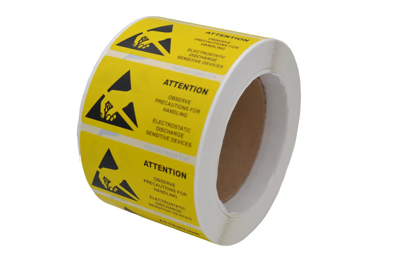 Самоклеющиеся этикетки с символом ESD, 75*40 мм, 1000 шт/уп фото