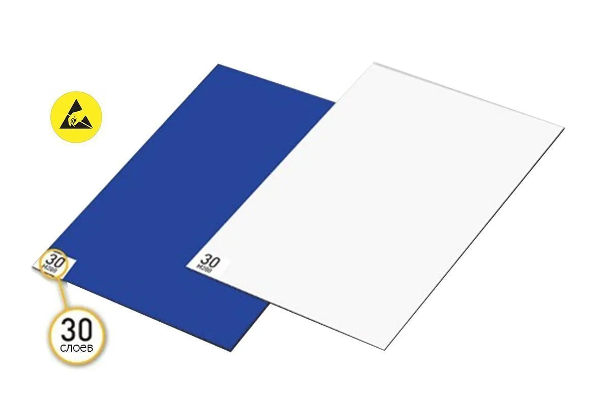 Антистатический липкий коврик (30 слоёв) Rs < 1011 Ом, 18" х 36" фото