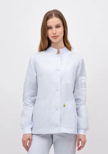 Куртка для защиты от мех. воздействий (истирания) и ОПЗ антистатическая женская М-553КК (синий, тип D "Москвичка", 88-92, 146-152) фото Куртка для защиты от мех. воздействий (истирания) и ОПЗ антистатическая женская М-553КК (синий, тип D "Москвичка", 88-92, 146-152) фото