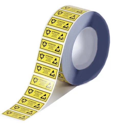 Самоклеющиеся этикетки с символом ESD, в рулоне, 50*20 мм, 3000 шт/уп фото