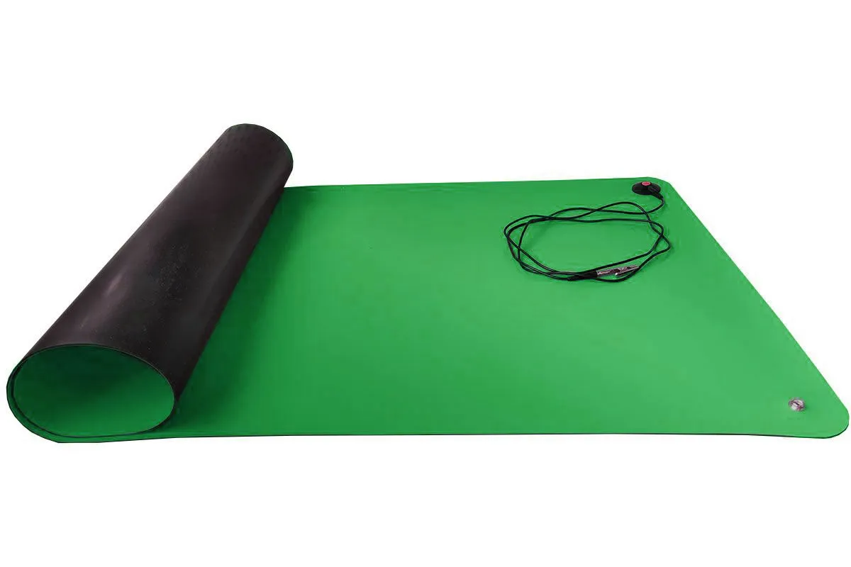 Антистатический настольный комплект (коврик 900*1200, 2 кнопки 10 мм, гарнитура коврик-земля) (зеленый) фото Антистатический настольный комплект (коврик 900*1200, 2 кнопки 10 мм, гарнитура коврик-земля) (зеленый) фото