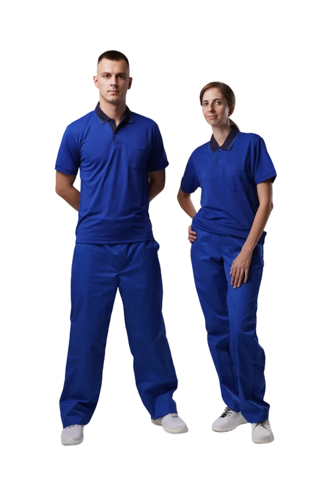 Футболка антистатическая W371-126, синяя с черным воротом (XL) фото