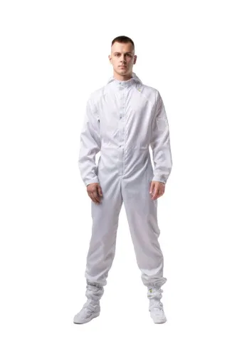 Комбинезон для защиты от мех. воздействий (истирания) и ОПЗ антистатический мужской М-150 (белый, тип "Сатори", 80-84, 170-176) фото Комбинезон для защиты от мех. воздействий (истирания) и ОПЗ антистатический мужской М-150 (белый, тип "Сатори", 80-84, 170-176) фото