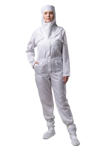 Комбинезон для защиты от мех. воздействий (истирания) и ОПЗ антистатический женский М-221 (белый, тип "Сатори", 80-84, 170-176) фото Комбинезон для защиты от мех. воздействий (истирания) и ОПЗ антистатический женский М-221 (белый, тип "Сатори", 80-84, 170-176) фото