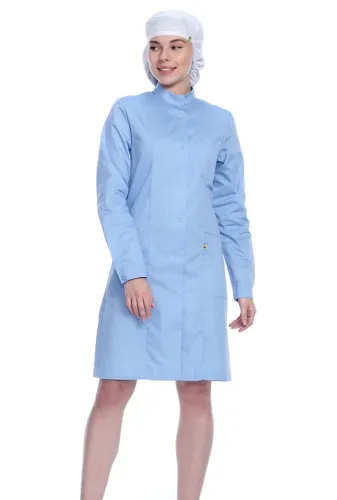 Халат для защиты от мех. воздействий (истирания) и ОПЗ антистатический женский укороченный М-36У (белый, тип "Сатори", 80-84, 170-176) фото Халат для защиты от мех. воздействий (истирания) и ОПЗ антистатический женский укороченный М-36У (белый, тип "Сатори", 80-84, 170-176) фото