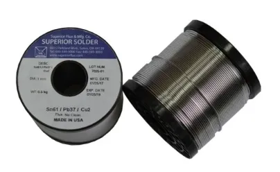 Припой Superior Sn61/Pb37/Cu2 диаметр 1 мм безотмывочный с флюсом, объем фасовки 500 грамм фото