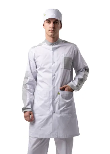 Халат для защиты от мех. воздействий (истирания) и ОПЗ антистатический мужской укороченный М-239У (синий, тип D "Москвичка", 88-92, 146-152) фото Халат для защиты от мех. воздействий (истирания) и ОПЗ антистатический мужской укороченный М-239У (синий, тип D "Москвичка", 88-92, 146-152) фото