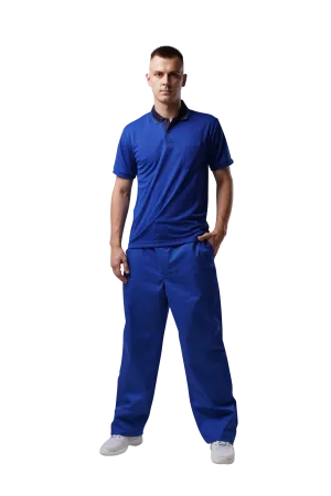 Футболка антистатическая W371-126, синяя с черным воротом фото товара