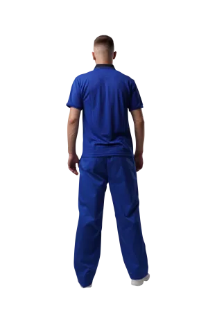 Футболка антистатическая W371-126, синяя с черным воротом фото товара