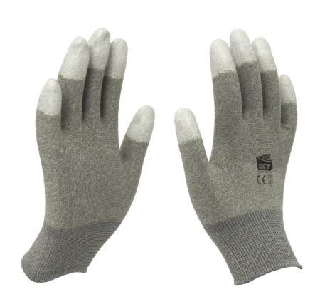 Перчатки токопроводящие нейлоновые, с добавлением медной нити (Rs ≤ 10Е5), с покрытием пальцев фото товара