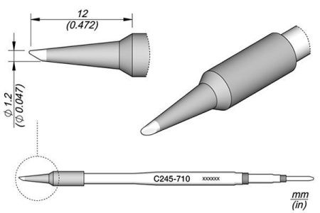 Картридж-наконечник JBC C245-710 скошенный Ø 1,2 мм фото