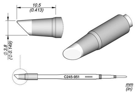 Картридж-наконечник JBC C245-951 скошенный 3,8 мм фото