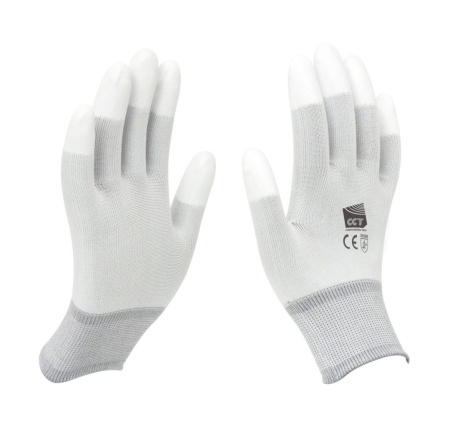 Перчатки антистатические с резиновым покрытием пальцев фото товара