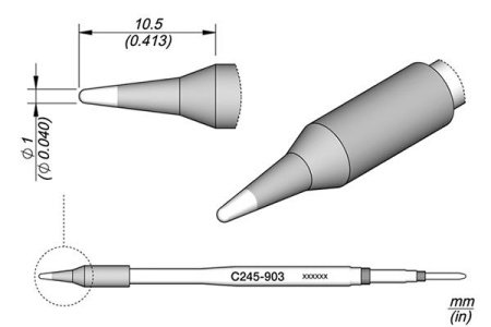 Картридж-наконечник JBC C245-903 скругленный Ø 1,0 мм фото